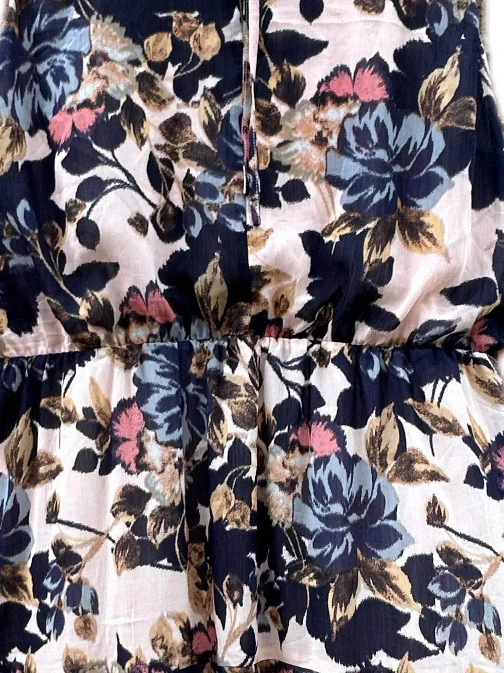 Maurices Floral Sleeveless Midi Dress Pink Navy Soft Ruffle Bridal Feminine - Picture 4 of 12